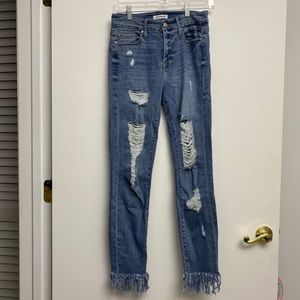 good american size 4/27 high wasted rips jeans